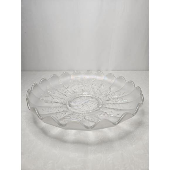 White Northwood Carnival Glass Peacock & Urn Large Bowl Ice Blue Cream Bowl 10in - Picture 4 of 9